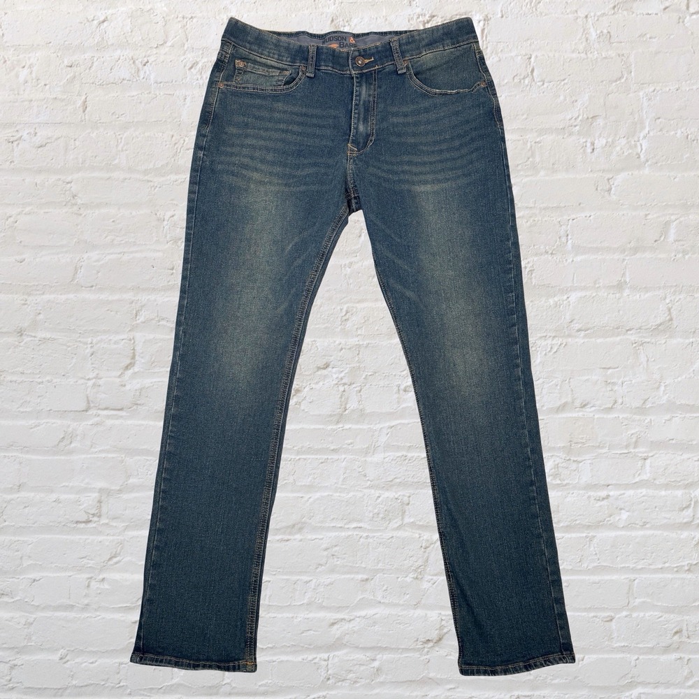 Hudson & Barrow Men's Flex Waistband Jeans 32x30 Blue Denim Straight Leg Stretch